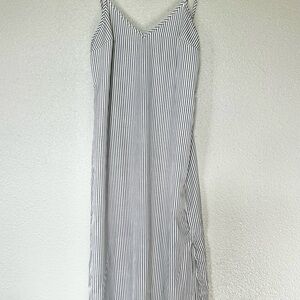 a new day White and Black Striped Midi Slip Dress